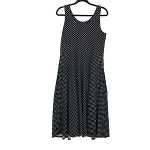 52Seven Sleeveless A-Line Retro 70's A-Line Black White Polka Dot Dress Large